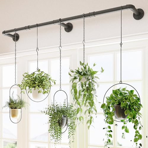Bamworld Fenster-Pflanzenaufhänger für den Innenbereich, 160 cm, hängende Pflanzgefäße für Zimmerpflanzen, Hängestange, Fenster, Pflanzenregale, Wand-Pflanzgefäße, Topf/Kette/Pflanze Nicht im