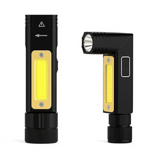Utilify Linterna LED recargable 2 en 1 hasta 10000 lúmenes | Uso de mano o frontal con correa | Aluminio resistente, rotación 90° y base magnética | 5 modos de iluminacion, carga USB integrada