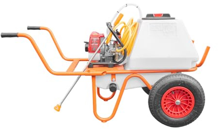 Chariot pulvérisateur à 2 Roues 26 CC 80 L avec Tuyau de 10 mètres et Lance de 90 cm
