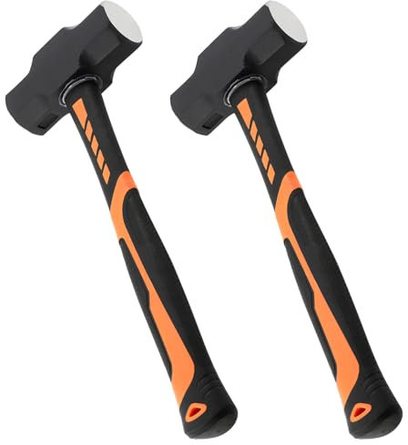 MUKSEUT 2 PCS 3LB Club Hammers, Sledge Hammer with Plastic Handle, Heavy Duty Demolition Hammer for Home Renovation, Gardening, Camping, Building