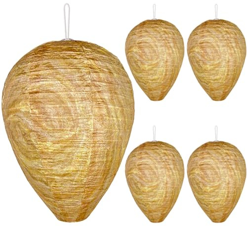 SZZETK 5 Pièces De Nid De Guêpe Artificiel, Suspension Wasp Nest, Guêpes Factice, Wasp Nest Decoy, Les Maisons et Les Jardins Pour se Défendre Contre Les Guêpes