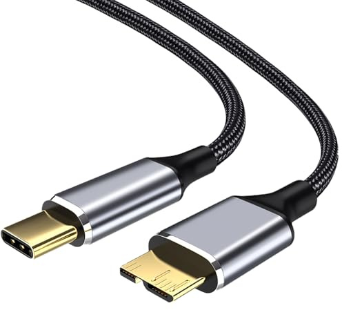 Leloco USB Micro B auf USB C Kabel 0,5m Externe Festplatte | 5Gbps Festplatten Kabel für Toshiba, WD, Seagate. Kompatibel mit Micro B Geräten, Kameras, Druckern. Robustes Nylon-Material