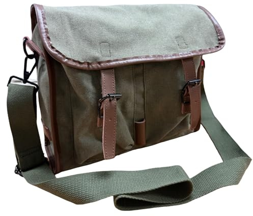 The Ninth Gate Dean Corso Mysterious Satchel Replica Vintage French Military Musette Canvas & Rindsleder Crossbody Messenger Bag Green