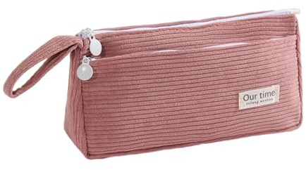 YIZITU Federmäppchen aus Cord mit 2 Fächern für Schüler und Erwachsene, großes Fassungsvermögen, Stifteetui, Reise-Make-up-Tasche, Stoff-Bleistifttasche