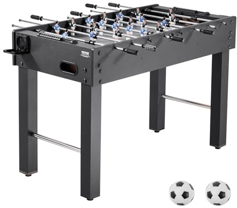 VEVOR Foosball Table, 121 cm Standard Size Table, Indoor Full Size Foosball Tables for Home, Family, and Game Room, Durable Soccer Set, Includes 2 Balls, Score Keeper, and 2 Cup Holders