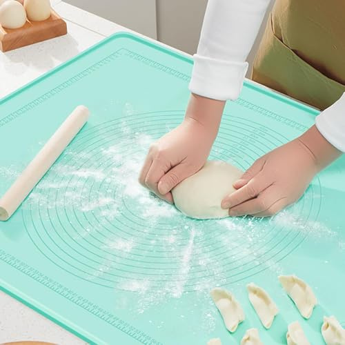 KineticKraft 70 x 50 cm Extra Large Silicone Baking Mats Sheet, Non Stick Baking mat with Measurement, Non-Slip Fondant Rolling Kneading Board, Counter Table Mat for Pie Bread Pizza Cookies Indigo