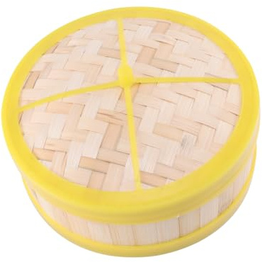 VINTORKY Single Tier Bamboo Steamer 20cm with Lid Bamboo Material Steam Basket for Rice Buns Fish for Home Cooking