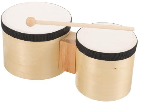 Bongó 4 y 5 Pulgadas de Madera Beige para Iniciación Musical