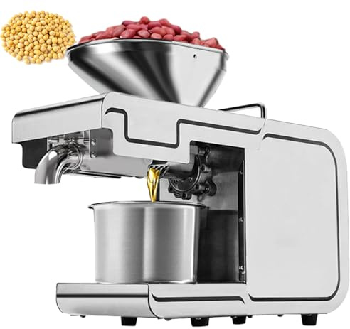 Automatic Oil Press Machine, 635W Olives Oils Extraction Machine with Intelligent Temperature & Large Feed Inlet, 304 Stainless Steel Oil Press Machine for Commercial Home