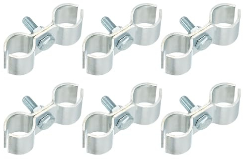 sourcing map 6pcs Chain Link Fence Panel Clamps, Dog Kennel Clamps for 5/8 (16mm) Round Pipe Frame, Galvanized Steel Fence Connector Temporary Dog Cage Hardware Parts with Bolts and Nuts