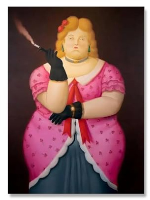 Kvinna röker av Fernando Botero Affischer och tryck Tjock person Väggkonst Fernando Botero Dukmålning för Heminredning 40x55 cm Utan ramar