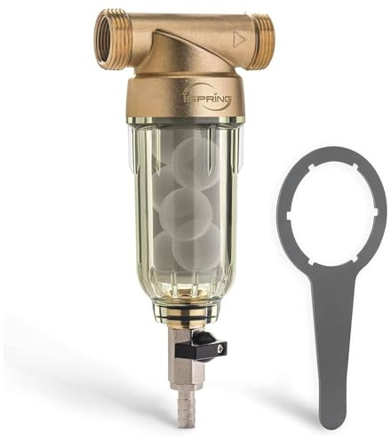 iSpring WSP-200SL Reusable Whole House Spin Down Sediment Water Filter, Siliphos Helps Prevent Scale and Corrosion, 1 MNPT + 3/4 FNPT, 200 Micron