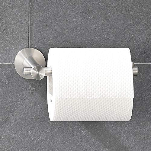 Toilettenpapierhalter mit Stift für eine WC-Rolle, verdeckte Verschraubung, Edelstahl massiv, geschliffen, 100% Made in Germany - PHOS Design