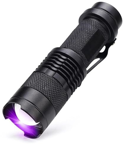 UV 365nm Taschenlampe Ultraviolettes Licht 5W UV LED Zoombare Schwarzlicht Taschenlampen Tragbar zur Erkennung von Fälschungen Dokumentenprüfung Fotografie und Identifizierung von Körperflüssigkeiten