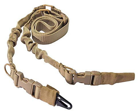WOLTIS Two Point Gun Sling Adjustable Bungee Rifle Sling Strap Military Tactical QD Quick Detach Sling with Hook for Outdoor Hunting Shooting TAN