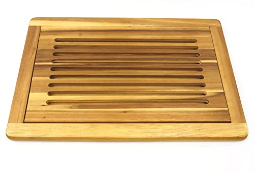 KESPER 28105 Brot-Schneidebrett mit abnehmbarem Schneiderost aus Akazienholz 47,5 x 32 x 2 cm
