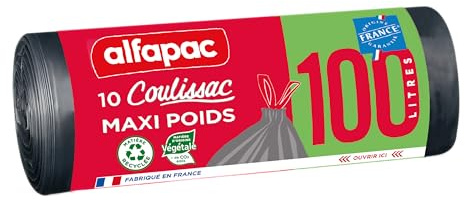 alfapac - 10 sacs 100L coulissac maxi poids - fabriqués en France