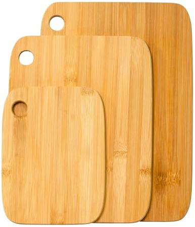 ADEPTNA 3 Piece Bamboo Chopping Board Set Wooden Cutting Board Suitable for All Food Types - 100% Natural Bamboo