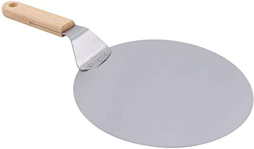 Buccia per pizza rotonda in acciaio inossidabile per pizza in metallo con manico in legno e pala per pizza con rotella per pala per servire