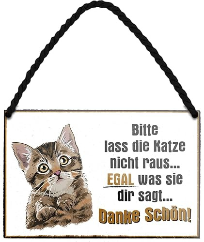 schilderkreis24 Blechschild Katze – witzige & liebevolle Sprüche für Katzenfans (Bitte lass die Katze nicht raus)