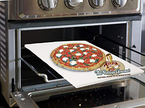 Vintage Gourmet® Cordierite Pizza Classic Baking Stone, (Round, Square & Rectangle) Pizza Paddle Peel, Serving Set 3 Piece (Peel, Cutter & Server) (12 x 15 inch Rectangluar Pizza Stone 15mm Thick)