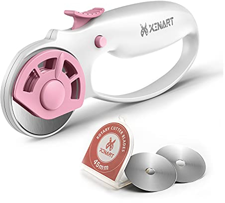Xinart Rotary Cutter for Fabric 45mm Highly Sharp SKS-7 Blade, Premium Cutting Wheel for Fabric, Cardstock Paper, Sewing, Arts & Crafts, Fabric Cutter for Left & Right Hand Users Perfectly