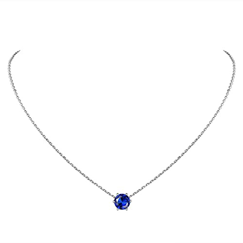 Suplight Damen Collier 925 Sterling Silber Herzform Geburtsstein Anhänger Halskette Minimalist Kristall Schmuck Geschenk für Frauen Mädchen