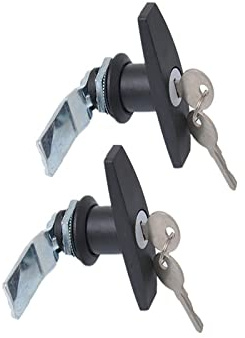 TOTMOX Lot de 2 serrures à poignée en T avec 4 clés, camion, camping-car, remorque, armoire de camping-car, poignée en T, serrure de porte de garage, noir
