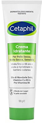 Cetaphil, Crema Idratante Viso e Corpo per uso frequente, Idratazione intensa per 24 ore, Ideale per Pelle Secca, Molto Secca, Sensibile e Danneggiata, Effetto Lenitivo, Senza Profumo, Formato 100 g