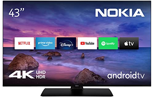 Nokia 43 Pollici (108 cm) 4K UHD LED Televisori Smart Android TV (DVB-C/S2/T2, Netflix, Prime Video, Disney+), UN43GV310, 2023