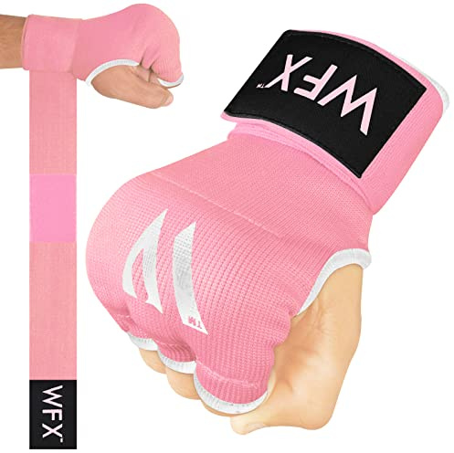 WFX Vendas de Boxeo para Manos, Saco de Boxeo para Hombres y Mujeres, Guantes Interiores de Gel, Vendas, Correas de Soporte largas y rápidas, Entrenamiento Sparring (Rosa, L)