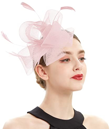 MILAX Kopfschmuck Fascinator Women's Mesh Feathers Clip Wedding Hat with Clip Faux Feather Mesh Veil Hat Fascinator Hat Elegant Feather Net Mesh Derby Tea Party Hats