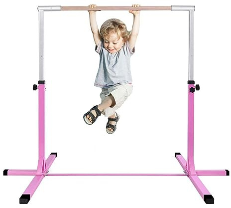 SPOTRAVEL Gymnastics Bar, Height Adjustable Home Gymnastics Equipment | Kids Home Horizontal Training Bars