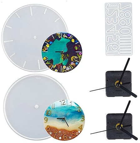 Jorzer Kit D'horloge en Résine 5 Pièces Grands Chiffres Arabes en Silicone Moules D'horloge Bricolage pour Horloge en Résine époxy Moule en Résine avec Mouvement pour Décoration Murale