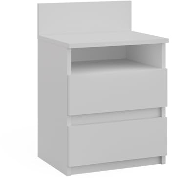 Vicco Nachttisch Monty, Weiß, 39.6 x 59.1 cm | zur Ablage von Alltagsgegenständen im Schlafzimmer