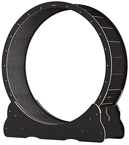 Katzenlaufband, Katzen-Laufrad mit Sicherungsstift, Gewichtsverlust, Katzenrad mit Teppichboden, Landebahn, kein Lücken-Design, großes Katzenlaufrad mit geräuschlosen Rollen, Schwarz, XL