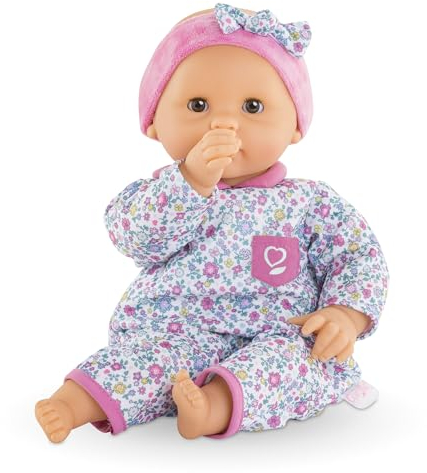 Corolle Mon Premier Poupon Calin Capucine, Weichkörperpuppe mit Schlafaugen, Stirnband und Pyjama abnehmbar, Vanilleduft, 30cm, Behält den Daumen im Mund, ab 18 Monaten