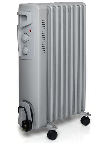 Futura Oil Filled Radiators Free Standing 2000W, 9 Fin Electric Oil Heater with 3 Heat Settings, Electric Heater Energy Efficient Thermostat, Oil Filled Radiator Ideal for Home and Office Use