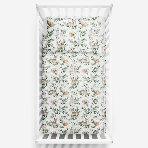 Baby Comfort Juego de Cama de 2 Piezas para bebés y niños, Funda nórdica y Funda de Almohada de 120x90 cm para Cuna (Bosque)