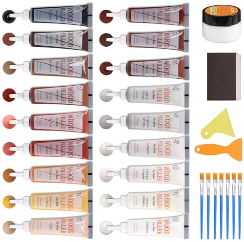 Laminat Reparaturset 2024 Holzspachtelmasse Holzkitt Reparatur Löcher Parkett Ausbessern Holz Möbel Reparatur von Risse Kratzer für Holzboden, Arbeitsplatte, Holztischen Furniertüren und Nachttischen