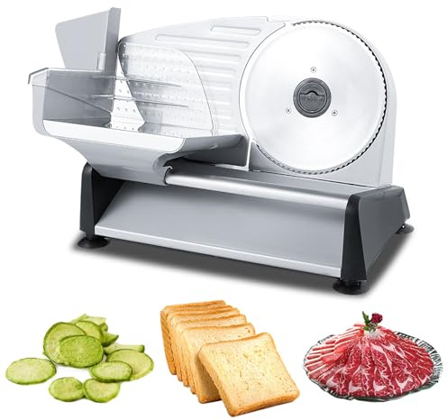 Elektrischer Allesschneider Brotschneidemaschine Mit Abnehmbarer 7,5-Zoll-Edelstahlklinge 0-15 Mm Einstellbare Dicke Sorgen Für Schnelles, Effizientes Schneiden Für Fleisch, Käse, Obst, Brotschneider