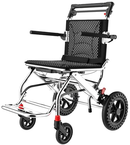 DYHQQ Fauteuil Roulant De Transport Ultra-Léger Fauteuil Roulant De Transport Portatif Supporte 220Lb Fauteuils Roulants Pliables Voyage En Avion En Aluminium Pour Les Seniors Et Les Enfants