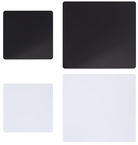 GOMAKERER 4 Stück 4 Stile Acryl Fotografie Hintergrund Anzeigetafeln Quadratische Fotoplatten Reflektierende Display Hintergrundtafeln Foto Requisiten 20~30cm Für Tischaufnahmen (Schwarzweiß)