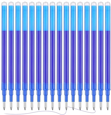 16 Stück Radierbare Ersatzminen, Nachfüllminen mit Radierbarer Tinte, Tintenrollermine 0,7 mm für Gelstift Radierbar, Studenten Geschenk, Schul Bürobedarf (Blau)