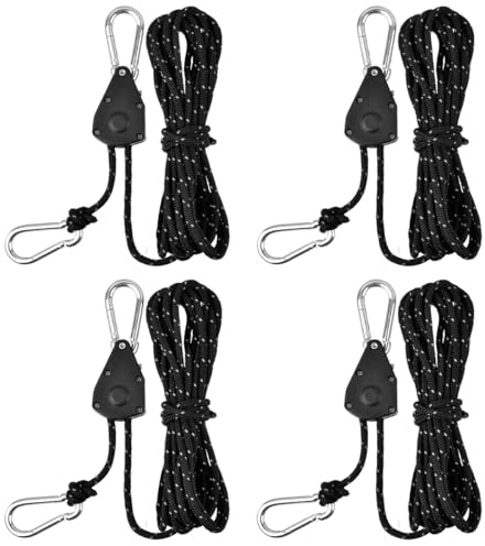 4PCS Réfléchissante Cordes à Cliquet Corde de Tente Réfléchissante Cordes de Tente Câble Réglable Câble pour Voiles D'ombrage et Tentes, Tendeur de Câble pour Plantes D'intérieur Corde à Linge élingue