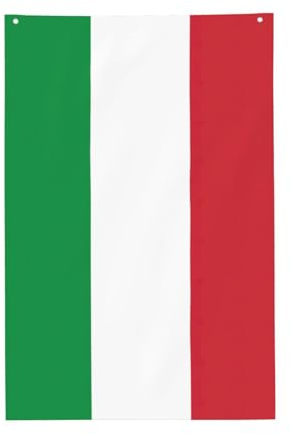 Bandera italiana de colores vivos de 2 x 3 pies para exteriores, banderas con ojales, poliéster de alta calidad