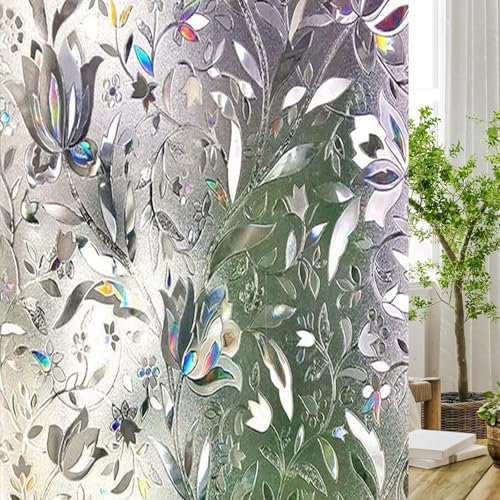 Fensterfolie Selbsthaftend Blickdicht 80 x 100 cm Uv-Schutz Folie Sichtschutz Hitze Fenster Sichtschutz Tönungsfolie Anti-Uv Sonnenschutzfolie für Büro Und Haus, Tulpe