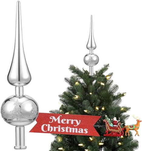 Christbaumspitze Bruchsicher & Elegant – Weihnachtsbaumspitze in edler Glas-Optik | 23cm Spitze für Weihnachtsbaum als klassischer Spitze Baumschmuck für EIN sorgenfreies Fest
