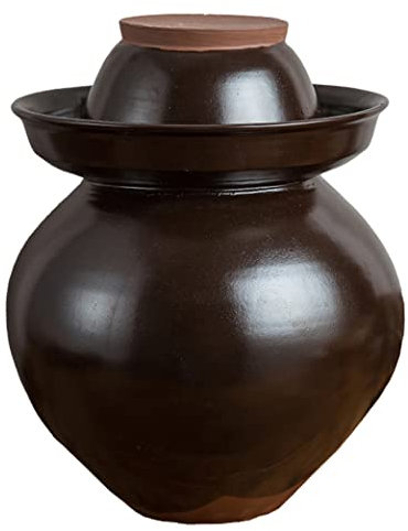 Traditional Water-Sealed Jar,Fermentation Jar,Pickle Jar Ceramic Jar With Lid,Large Thickening Traditional Chinese Fermentation Kit Crock With Water Seal Airlock Lid, Fermentation Jar for Kimchi