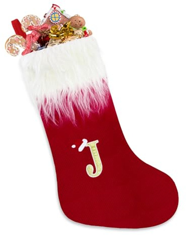 Weihnachtsstrumpf, 50cm Weißer Bart Weihnachtsstrumpf Gestrickt , Personalisierte Weihnachtsstrümpfe mit Buchstaben, Weihnachtsbaum Kamin Hängende Ornamente für Weihnachtsbaum,Heim,Wand und Treppe